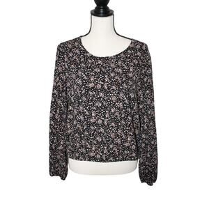 Hippie Rose XL Junior's Long Sleeve Floral Top Back Zip Pullover Lightweight